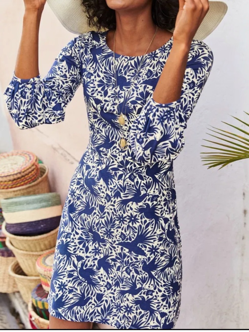Boden blue and white bird dress
